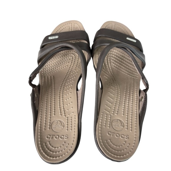 Crocs Cyprus IV Sandals 14558 Brown Slip On Block Heel Pumps Womens Shoe Size 11 - Picture 4 of 12